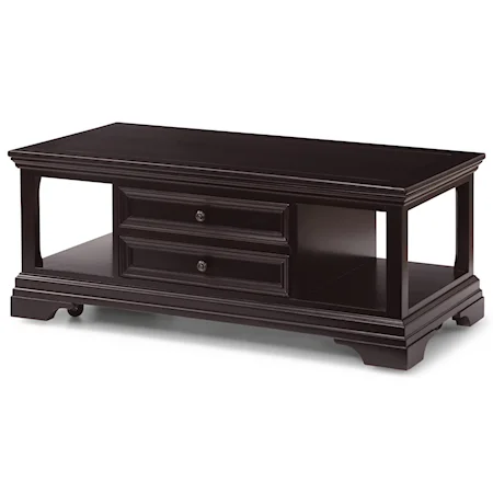 Traditional Rectangular Lift-Top Cocktail Table with Center Drawer